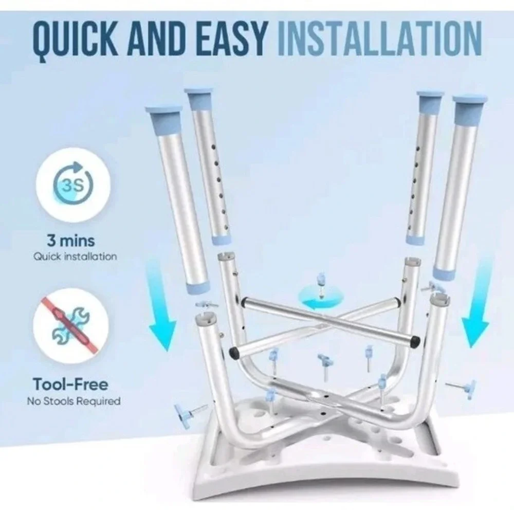 OasisSpace Heavy Duty Shower Chair 500lb Padded Bath Seat with Free Assist‎ G...